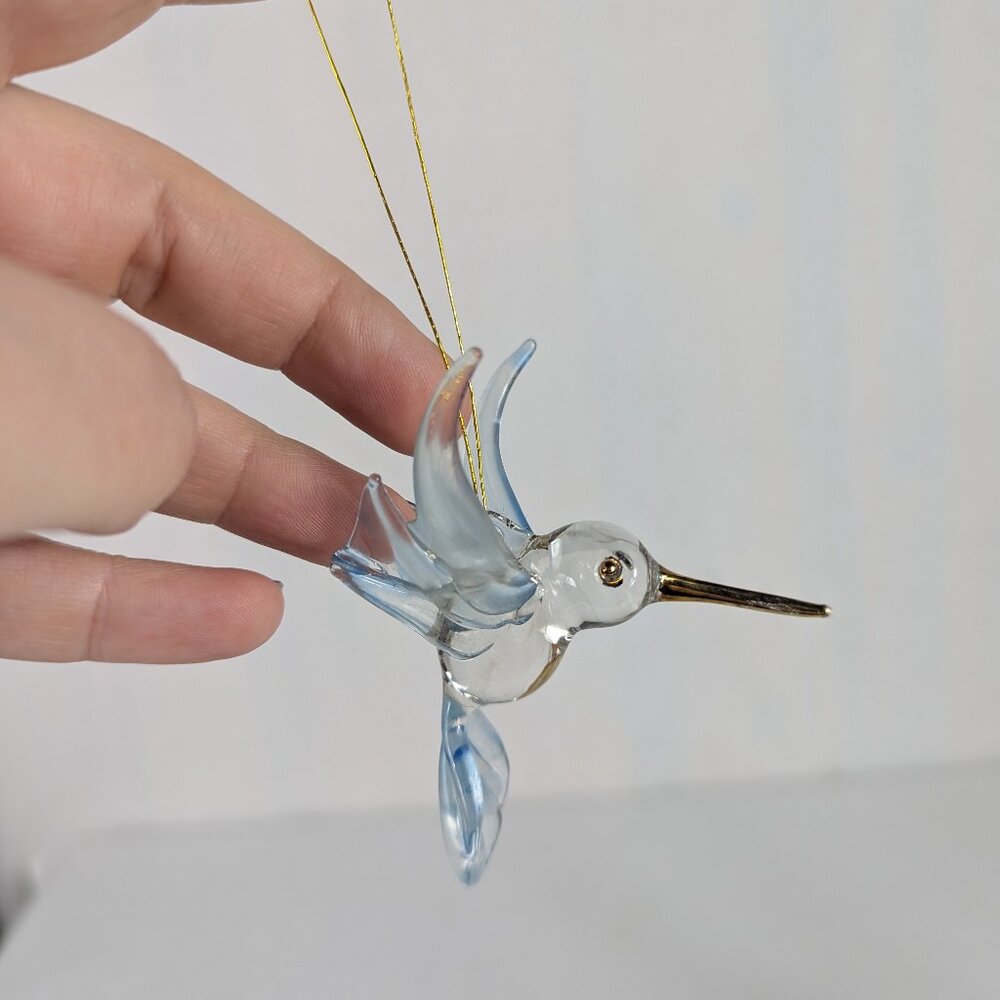 Hummingbird Ornament Glass Clear Gold Bird Christmas Holiday